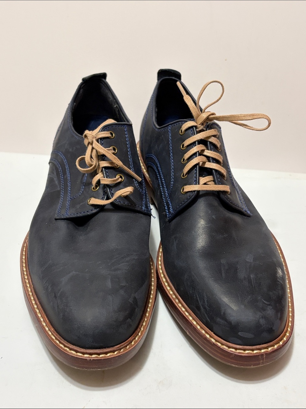 Cole Haan Men's Blue Leather Derby Shoes with Lace Up Sz 8M - Picture 5 of 11